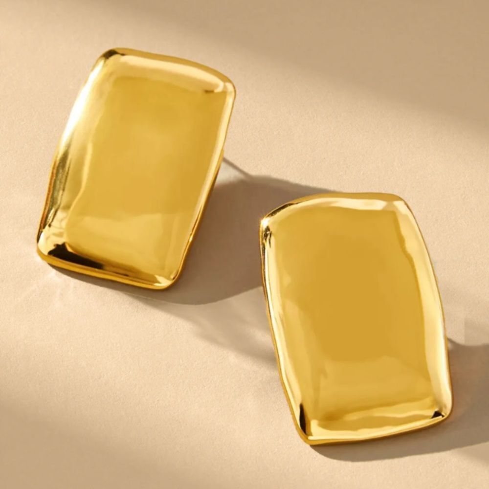 Gold geo stud earrings #1003 - Picture 2 of 7